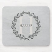 Elegant Wreath Monogram | Grau Mousepad (Vorne)