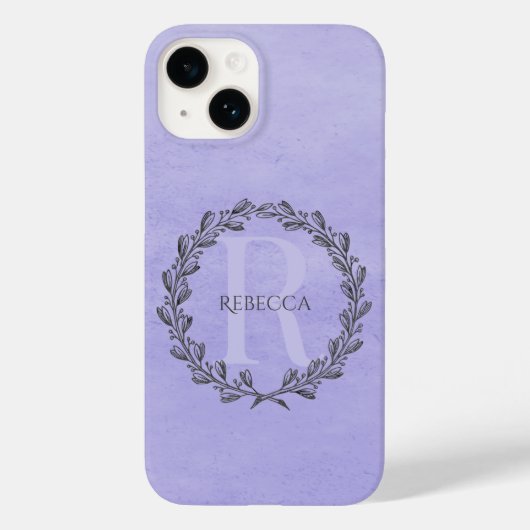 Elegant Wreath Monogram | LILA Case-Mate iPhone Hülle (Rückseite)
