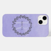 Elegant Wreath Monogram | LILA Case-Mate iPhone Hülle (Rückseite (Horizontal))