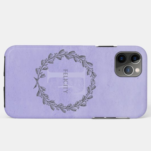 Elegant Wreath Monogram | LILA Case-Mate iPhone Hülle (Rückseite (Horizontal))