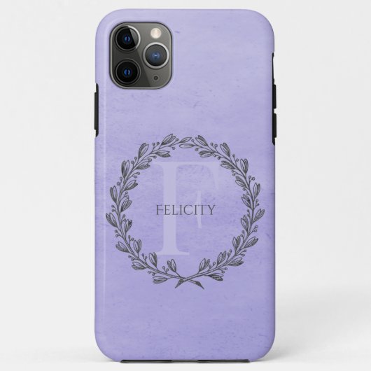 Elegant Wreath Monogram | LILA Case-Mate iPhone Hülle (Rückseite)