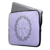 Elegant Wreath Monogram | Lila Laptop-Sieb Laptopschutzhülle (Vorderseite Links)