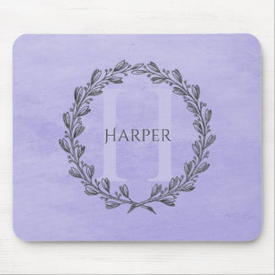 Elegant Wreath Monogram   LILA Mousepad