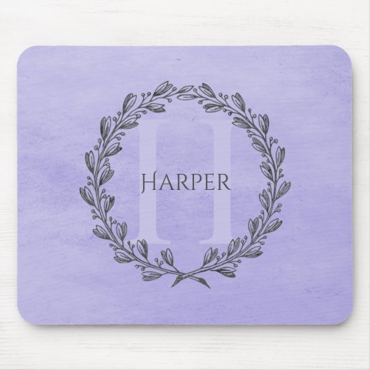 Elegant Wreath Monogram | LILA Mousepad (Vorne)