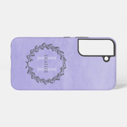 Elegant Wreath Monogram | LILA Samsung Galaxy Hülle (Rückseite (Horizontal))