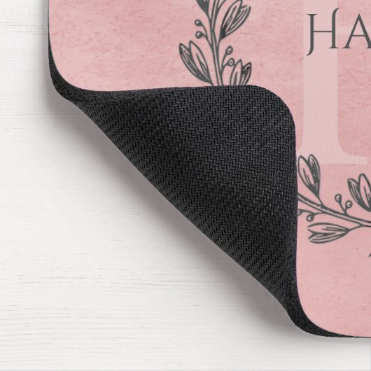Elegant Wreath Monogram | Pink Mouse Pad Mousepad (Ecke)