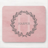 Elegant Wreath Monogram | Pink Mouse Pad Mousepad (Vorne)