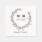 Elegant Wreath Monogram Wedding Napkins Serviette (Vorderseite)
