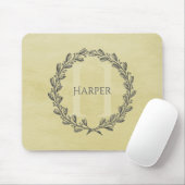 Elegant Wreath Monogram | Yellow Mouse Pad Mousepad (Mit Mouse)