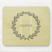 Elegant Wreath Monogram | Yellow Mouse Pad Mousepad (Vorne)