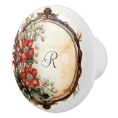 Elegant Wreath Red Blume Red Berries Greenery Keramikknauf (Rechts)