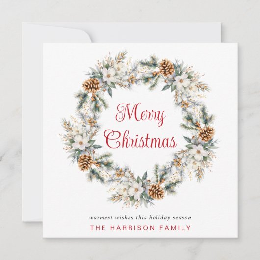 Elegant Wreath Watercolor Frohe Weihnachten (Vorderseite)