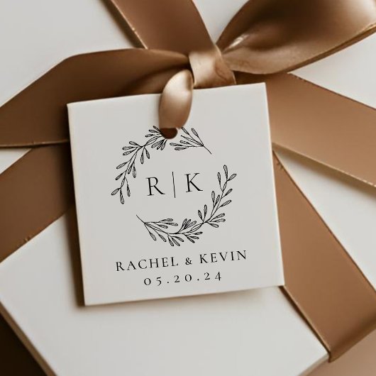 Elegant Wreath Wedding Initial Monogram Geschenkanhänger