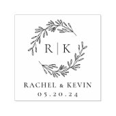 Elegant Wreath Wedding Initial Monogram Permastempel (Design)