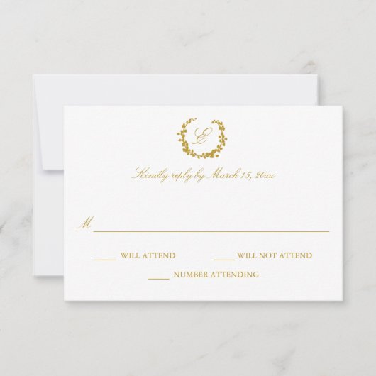 Elegant Wreath Wedding RSVP Karte (Vorderseite)