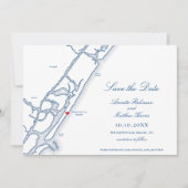 Elegant Wrightsville Beach NC Map Wedding Save The Date (Vorderseite)