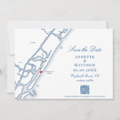 Elegant Wrightsville Beach QR Code Wedding Save The Date (Vorderseite)