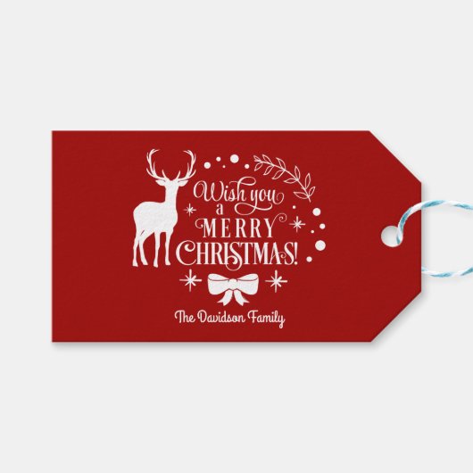 Elegant wünscht dir ein einfaches CHRISTMAS Monogr Geschenkanhänger (Vorderseite (Horizontal))