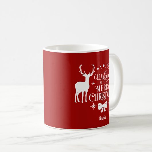 Elegant wünscht dir ein einfaches CHRISTMAS Monogr Kaffeetasse (VorderseiteRechts)