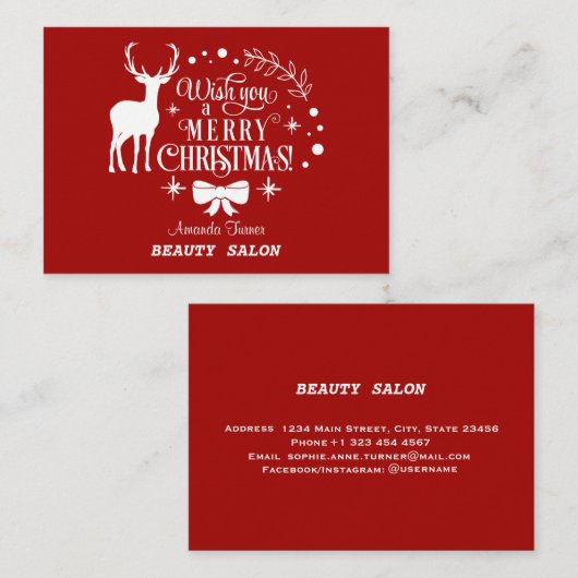Elegant wünscht dir ein einfaches CHRISTMAS Monogr Visitenkarte (Vorne/Hinten)