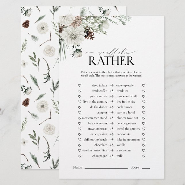 Elegant würde sie eher ein Blumenspiel machen (Vorne/Hinten)