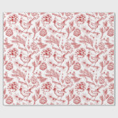 Elegant XL Roter Kardinal Bird, Pine, Winter Berry Geschenkpapier (Flach)