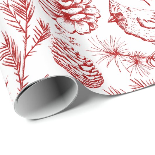 Elegant XL Roter Kardinal Bird, Pine, Winter Berry Geschenkpapier (Rolleneckpunkt)
