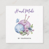 Elegant Yarn Knitting Needles Quadratische Visitenkarte (Vorderseite)