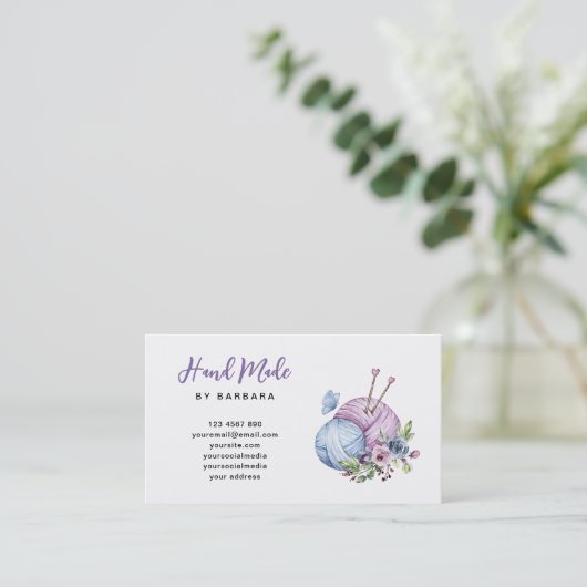 Elegant Yarn Knitting Needles Visitenkarte (Stehend Vorderseite)