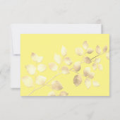 Elegant yello mit goldenen Blätter Hochzeit RSVP K (Rückseite)