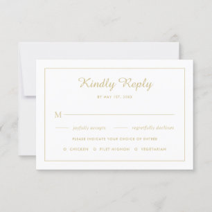 Elegant yello mit goldenen Blätter Hochzeit RSVP K Karte
