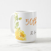 Elegant Yellow 50. Monogram Wedding Jubiläum Kaffeetasse (Vorderseite Links)