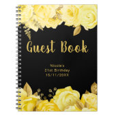 Elegant Yellow and Gold Flower Birthday Guest Book Notizblock (Vorderseite)