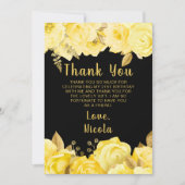 Elegant Yellow and Gold Flowers Birthday Party Dankeskarte (Vorderseite)