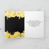 Elegant Yellow and Gold Flowers Birthday Party Dankeskarte (Innenseite)