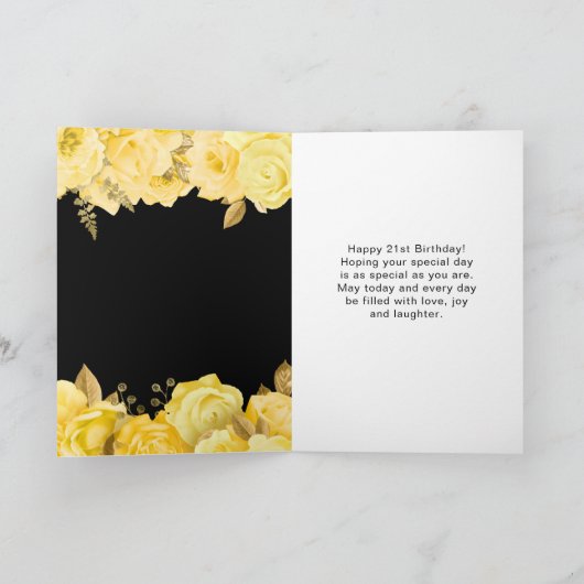 Elegant Yellow and Gold Flowers Birthday Party Karte (Innenseite)