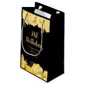 Elegant Yellow and Gold Flowers Birthday Party Kleine Geschenktüte (Rückseite Schrägansicht)