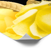 Elegant Yellow and Gold Flowers Birthday Party Poster (Ecke)