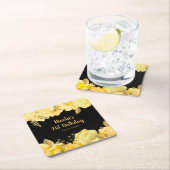 Elegant Yellow and Gold Flowers Birthday Party Rechteckiger Pappuntersetzer (Vor Ort)