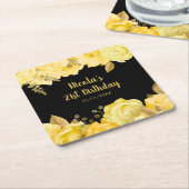 Elegant Yellow and Gold Flowers Birthday Party Rechteckiger Pappuntersetzer (angewinkelt)