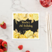 Elegant Yellow and Gold Flowers Birthday Party Serviette (Beispiel)