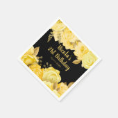 Elegant Yellow and Gold Flowers Birthday Party Serviette (Ecke)