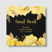 Elegant Yellow and Gold Flowers Sweet Sixteen Gästebuch (Vorderseite)