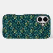 Elegant Yellow and Teal Floral Pattern Design Case-Mate iPhone Hülle (Rückseite (Horizontal))