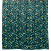 Elegant Yellow and Teal Floral Pattern Design Duschvorhang (Vorderseite)
