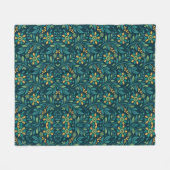 Elegant Yellow and Teal Floral Pattern Design Fleecedecke (Vorderseite (Horizontal))
