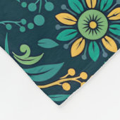Elegant Yellow and Teal Floral Pattern Design Fleecedecke (Ecke)