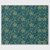 Elegant Yellow and Teal Floral Pattern Design Geschenkpapier (Flach)