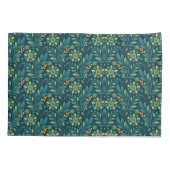Elegant Yellow and Teal Floral Pattern Design Kissenbezug (Rückseite-Links)