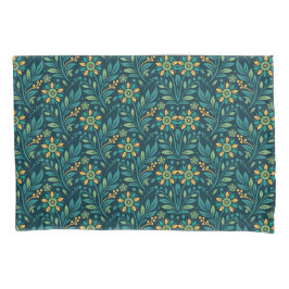 Elegant Yellow and Teal Floral Pattern Design Kissenbezug